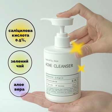 Уценка Очищающее средство для кожи лица и тела с акне Logically, Skin ACNE Cleanser, 300 мл Купить в Украине