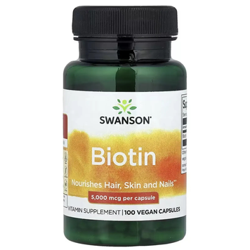 Біотин 5000 мкг Swanson Biotin 5,000mcg 100, 100 шт на KRKR.COM.UA
