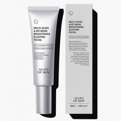 Нічний мультикислотний пілінг з ретинолом Allies of Skin Multi Acids & Retinoid Brightening Sleeping Facial, 48 мл на KRKR.COM.UA