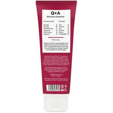 Гель для вмивання з гіалуроновою кислотою Q+A Hyaluronic Acid Cleansing Gel, 125 мл на KRKR.COM.UA