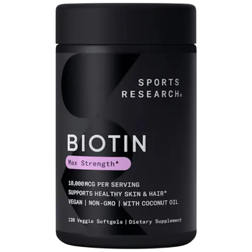 Біотин 10 000 мкг Sports Research Biotin 10,000mcg, 120 шт на KRKR.COM.UA