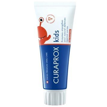 Дитяча зубна паста без фтору зі смаком полуниці, з 0 років, CURAPROX Kids Strawberry, 60 мл на KRKR.COM.UA