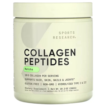 Колагенові пептиди Organic Matcha Green Tea Sports Research Collagen Peptides Organic Matcha Green Tea, 24 порц на KRKR.COM.UA