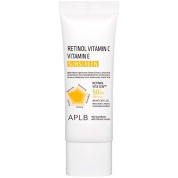 Солнцезащитный крем для лица с ретинолом, витаминами C и E APLB Retinol Vitamin C Vitamin E Sunscreen SPF50+ PA++++, 40 мл на KRKR.COM.UA