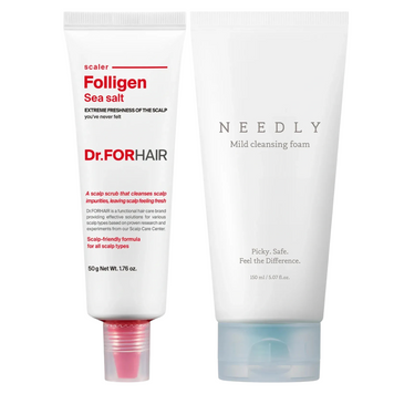 1+1 Набір для очищення шкіри та догляду за шкірою голови Dr.FORHAIR Sea Salt Scaler + Needly Mild Cleansing Foam на KRKR.COM.UA