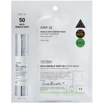 Двухэтапная маска для лица с микроиглами VT Mild Reedle Shot 50 2-Step Mask, 1 шт * 20 г + 1,5 г на KRKR.COM.UA