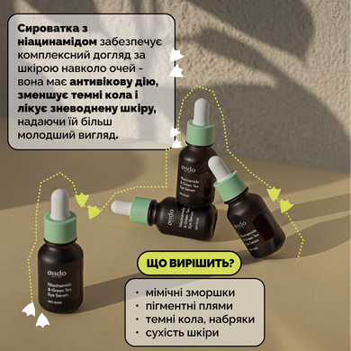 Сыворотка с ниацинамидом для кожи вокруг глаз Ondo Beauty 36.5 Niacinamide & Green Tea Eye Serum, 15 мл Купить в Украине