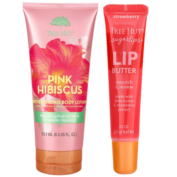 Набір для зволоження тіла та губ Tree Hut Hibiscus & Strawberry Hydration Set, 2 в 1 на KRKR.COM.UA