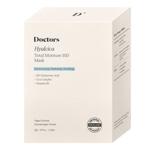 Тканинна маска з 10 формами гіалуронової кислоти та центелою Doctors Hyalcica Total Moisture 10 D Mask Pack, Набір 23 мл * 10 шт Купити в Україні