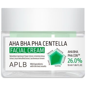 Крем для проблемной кожи с AHA, BHA, PHA и центеллой азиатской APLB AHA BHA PHA Centella Facial Cream, 55 мл на KRKR.COM.UA