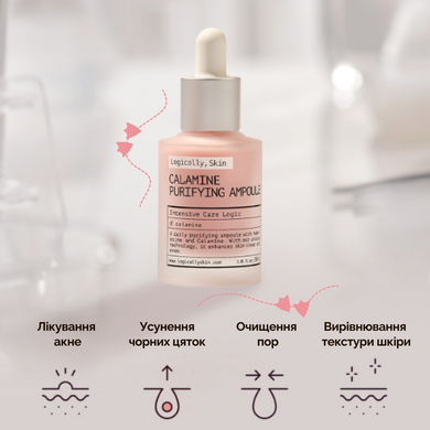 Уценка Ампульная сыворотка с каламином Logically, Skin Calamine Purifying Ampoule, 30 мл Купить в Украине