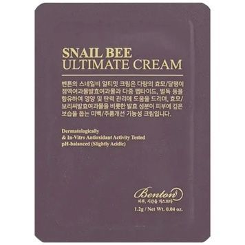 Крем з ферментованим муцином равлика та бджолиною отрутою Benton Snail Bee Ultimate Cream, 1.2 г на KRKR.COM.UA