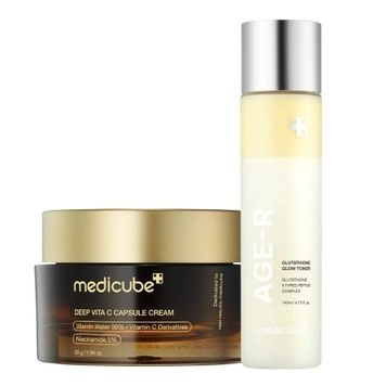 Набор "Осветление и сияние" Medicube Deep Vita C Capsule Cream & AGE-R Glutathione Glow Toner, 2 в 1 на KRKR.COM.UA