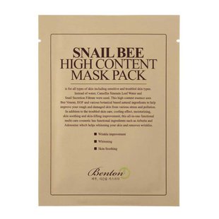 Маска з муцином равлика і отрутою бджоли Benton Snail Bee High Content Mask, 1 шт Купити в Україні