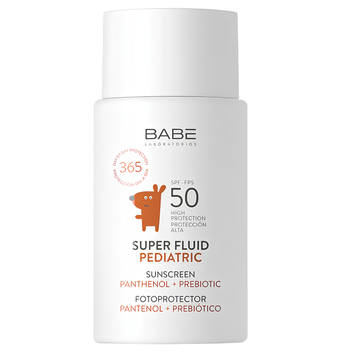 Дитячий сонцезахисний супер флюїд SPF 50 з пантенолом і пребіотиком BABE Laboratorios PEDIATRIC Super Fluid SPF 50, 50 мл на KRKR.COM.UA