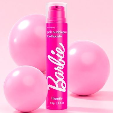 Зубная паста со вкусом жевательной резинки Hismile Barbie Pink Bubblegum Toothpaste, 60 г на KRKR.COM.UA