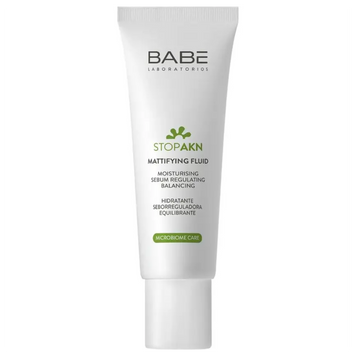 Матирующий увлажняющий флюид для жирной и проблемной кожи BABE Laboratorios Stop AKN Microbiome Care Mattifying Fluid, 50 мл на KRKR.COM.UA