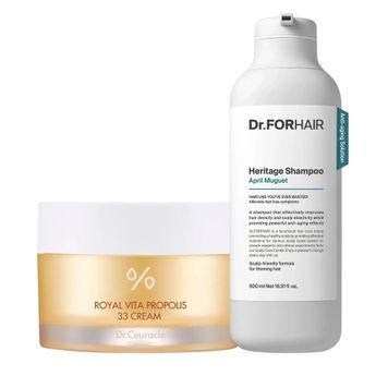 Набор для волос и лица Dr.FORHAIR Heritage Shampoo & Dr.Ceuracle Royal Vita Propolis 33 Cream, 2 в 1. на KRKR.COM.UA