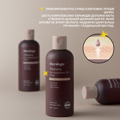 Уценка Антиоксидантный тонер с керамидами и фитостеролом Theralogic (Doctors) Phytocera Pro Antioxidant 10X Toner, 280 мл Купить в Украине