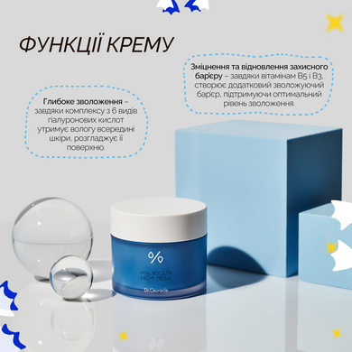 Зволожуючий нічний крем-маска з гіалуроновою кислотою Dr.Ceuracle Hyal Reyouth Night Cream, 60 г Купити в Україні