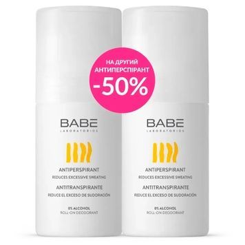 Набір кулькових дезодорантів для тіла BABE Laboratorios BODY Antitranspirant Roll-on, 2 шт * 50 мл на KRKR.COM.UA