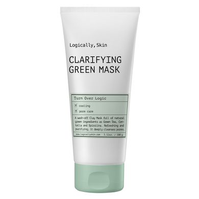 Уценка Очищающая маска с глиной и спирулиной Logically, Skin Clarifying Green Mask, 100 г Купить в Украине