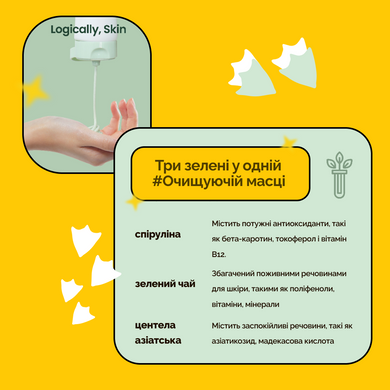 Уцінка Очищувальна маска з глиною та спіруліною Logically, Skin Clarifying Green Mask, 100 г Купити в Україні