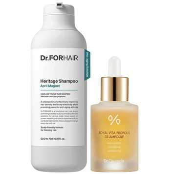 Набір для волосся та обличчя Dr.FORHAIR Heritage Shampoo April Muguet & Dr.Ceuracle Royal Vita Propolis 33 Ampoule, 2 в 1 на KRKR.COM.UA