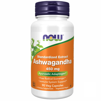 Ашваганда екстракт 450 мг NOW Foods Ashwagandha Ext 450mg, 90 шт на KRKR.COM.UA