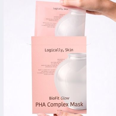 Набор увлажняющих масок с PHA-кислотой для обновления и сияния кожи Logically, Skin BioFit Glow PHA Complex Mask, 3 шт * 25 г на KRKR.COM.UA