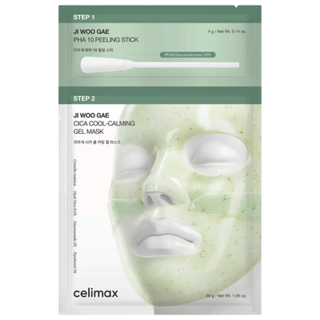 Двоетапна відлущуюча гелева маска з центеллою та PHA кислотою celimax Ji Woo Gae Cica PHA Peel 2-Step Gel Mask, 4 шт * 34 г на KRKR.COM.UA