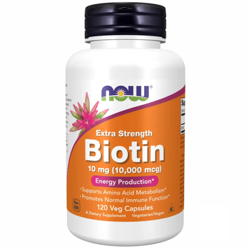 Биотин 10 мг NOW Foods Biotin 10mg (10,000mcg), 120 шт на KRKR.COM.UA