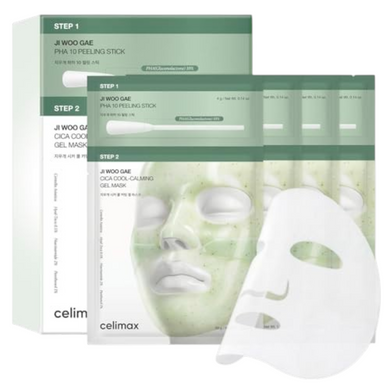 Двоетапна відлущуюча гелева маска з центеллою та PHA кислотою celimax Ji Woo Gae Cica PHA Peel 2-Step Gel Mask, 1 шт * 34 г на KRKR.COM.UA