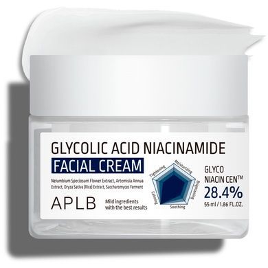 Крем для лица с гликолевой кислотой и ниацинамидом APLB Glycolic Acid Niacinamide Facial Cream, 55 мл на KRKR.COM.UA