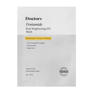 Тканинна маска для освітлення та рівного тону шкіри Doctors Pentamide Real Brightening 10C Mask, 1 шт, 20 мл Купити в Україні