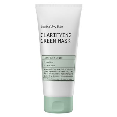 Очищающая маска с глиной и спирулиной Logically, Skin Clarifying Green Mask, 100 г Купить в Украине