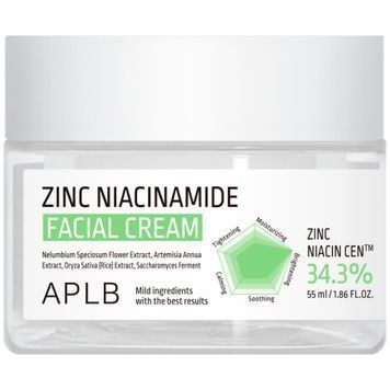 Крем для проблемної шкіри обличчя з цинком і ніацинамідом APLB Zinc Niacinamide Facial Cream, 55 мл на KRKR.COM.UA
