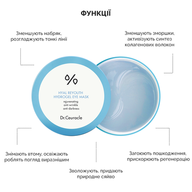 Зволожуючі Гідрогелеві патчі Dr.Ceuracle Hyal Reyouth Hydrogel Eye Mask, 60 шт Купити в Україні