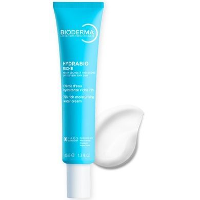 Зволожувальний крем на водній основі для обличчя Bioderma Hydrabio Riche 72h Moisturising Water Cream, 40 мл на KRKR.COM.UA