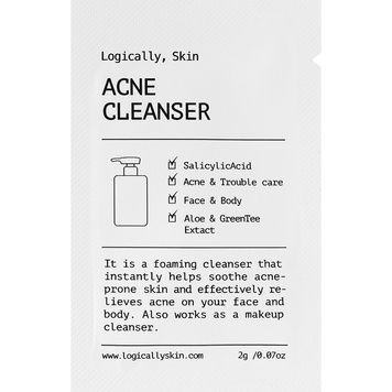 Очищувальний засіб для шкіри обличчя та тіла з акне Logically, Skin ACNE Cleanser, 2 г на KRKR.COM.UA