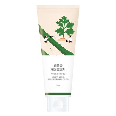 Заспокійлива очищуюча пінка з морським полином ROUND LAB Mugwort Calming Cleanser, 150 мл Купити в Україні