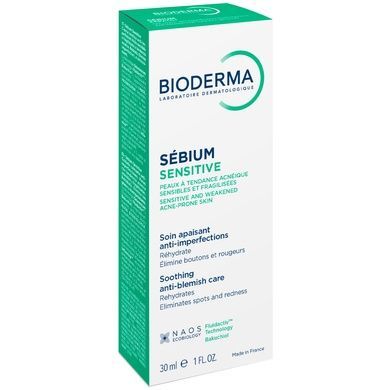 Успокаивающее средство для проблемной кожи Bioderma Sebium Sensitive Soothing Anti-Blemish Care, 30 мл на KRKR.COM.UA
