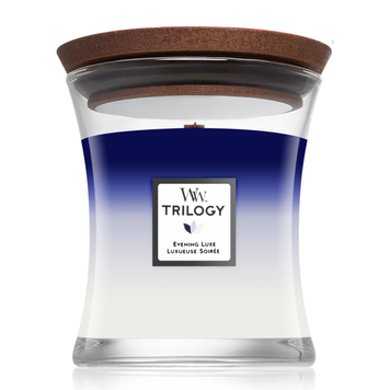 Ароматическая свеча с трехслойным ароматом Woodwick Evening Luxe Trilogy, 275 г на KRKR.COM.UA