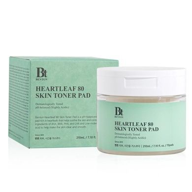 Двосторонні пілінг-диски з екстрактом гуттуїнії Benton Heartleaf Skin Toner Pad, 70 шт на KRKR.COM.UA