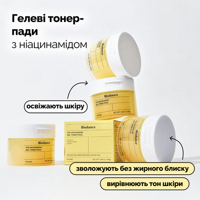 Гелеві тонер-пади з ніацинамідом Biodance Vita Niacinamide Gel Toner Pad, 60 шт на KRKR.COM.UA