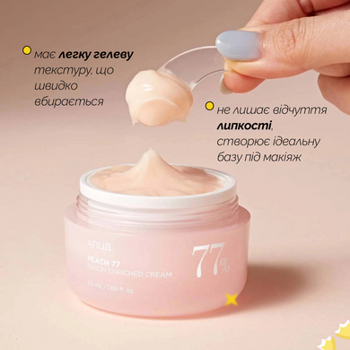 Освітлювальний крем з екстрактом персика та ніацинамідом Anua Peach 77 Niacin Enriched Cream, 50 мл на KRKR.COM.UA