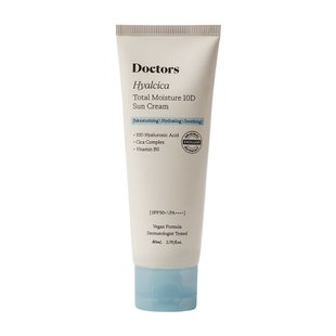 Солнцезащитный крем с 10 формами гиалуроновой кислоты и центеллой Doctors Hyalcica Total Moisture 10 D Sun Cream, 80 мл Купить в Украине