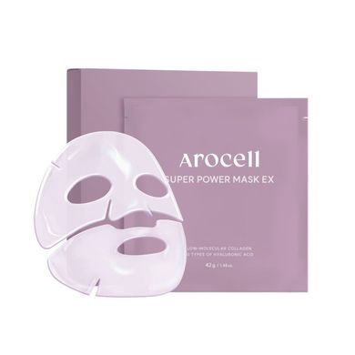 Гидрогелевая маска с коллагеном и 10 видами гиалуроновой кислоты Arocell Super Power Mask EX, 42 г * 4 шт Купить в Украине