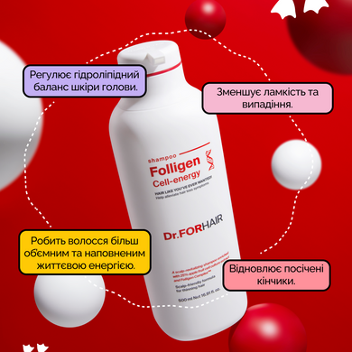 Шампунь для укрепления и восстановления зрелых волос Dr.FORHAIR Folligen Cell Energy, 500мл Купить в Украине