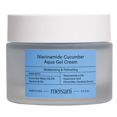 Увлажняющий гель-крем с ниацинамидом и гидролатом огурца Meisani Niacinamide Cucumber Aqua Gel Cream, 15 мл Купить в Украине